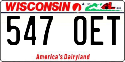 WI license plate 547OET