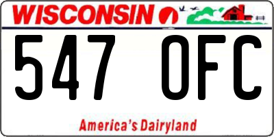 WI license plate 547OFC