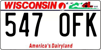 WI license plate 547OFK