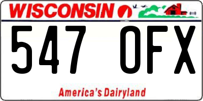 WI license plate 547OFX