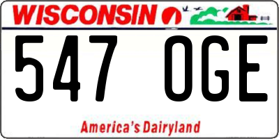WI license plate 547OGE