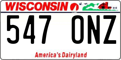 WI license plate 547ONZ