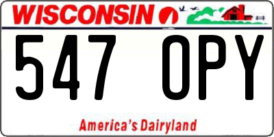 WI license plate 547OPY