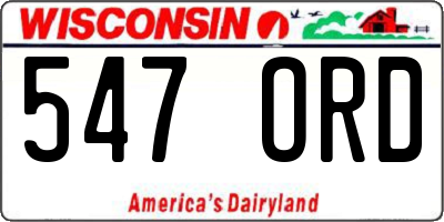 WI license plate 547ORD
