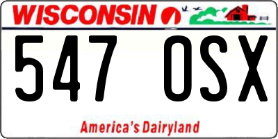 WI license plate 547OSX