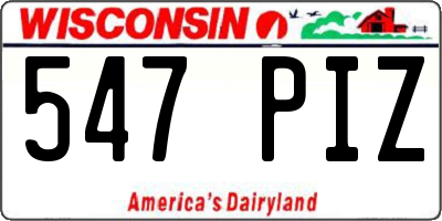 WI license plate 547PIZ