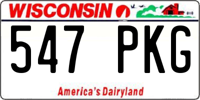 WI license plate 547PKG
