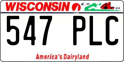 WI license plate 547PLC