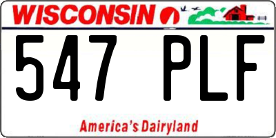 WI license plate 547PLF