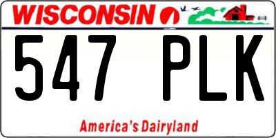 WI license plate 547PLK