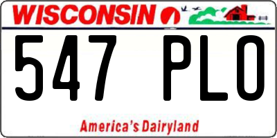 WI license plate 547PLO