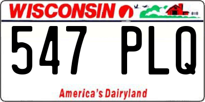 WI license plate 547PLQ