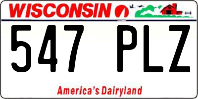 WI license plate 547PLZ