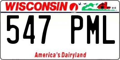 WI license plate 547PML