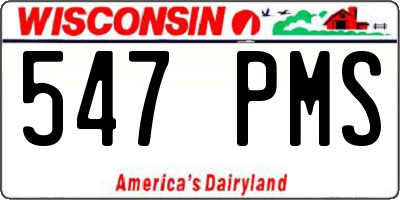 WI license plate 547PMS