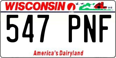 WI license plate 547PNF