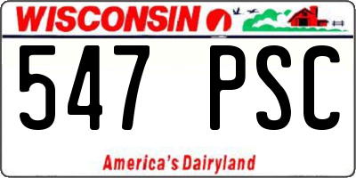WI license plate 547PSC