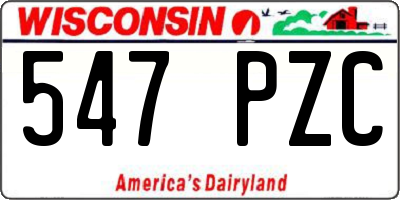 WI license plate 547PZC