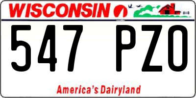 WI license plate 547PZO