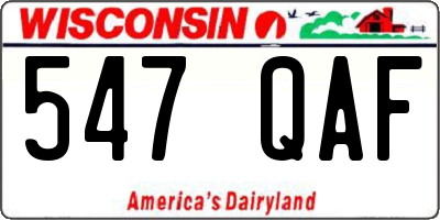 WI license plate 547QAF