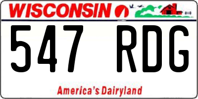 WI license plate 547RDG