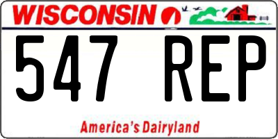 WI license plate 547REP
