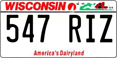 WI license plate 547RIZ