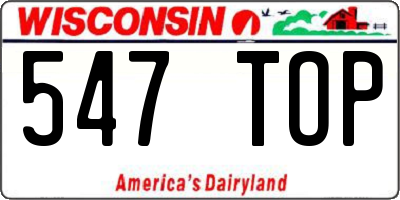 WI license plate 547TOP