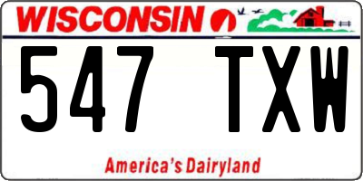 WI license plate 547TXW