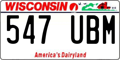 WI license plate 547UBM