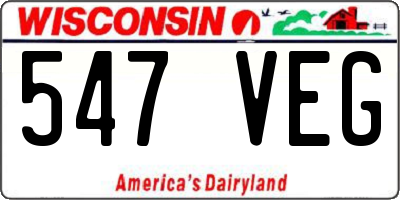 WI license plate 547VEG
