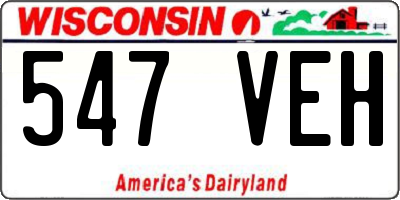 WI license plate 547VEH