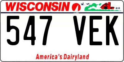 WI license plate 547VEK