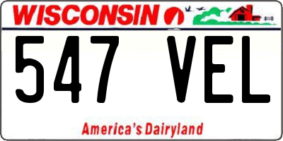 WI license plate 547VEL