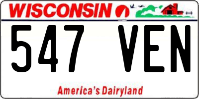 WI license plate 547VEN