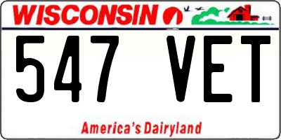 WI license plate 547VET