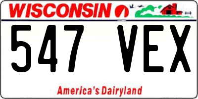 WI license plate 547VEX