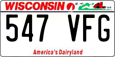 WI license plate 547VFG
