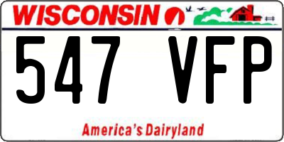 WI license plate 547VFP
