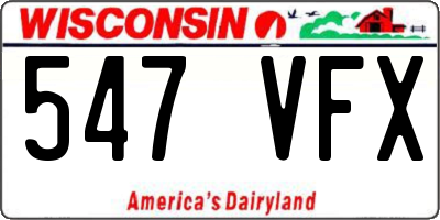 WI license plate 547VFX