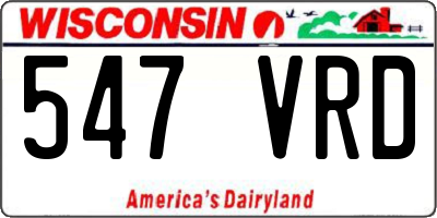 WI license plate 547VRD