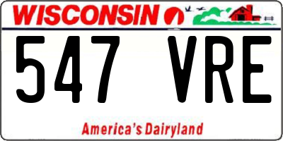 WI license plate 547VRE