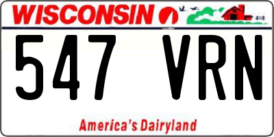 WI license plate 547VRN