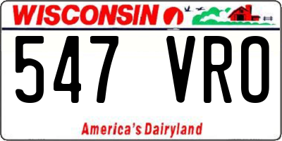 WI license plate 547VRO