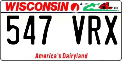 WI license plate 547VRX