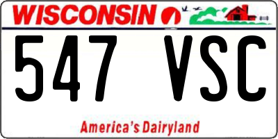 WI license plate 547VSC