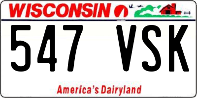 WI license plate 547VSK