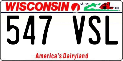 WI license plate 547VSL