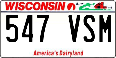 WI license plate 547VSM