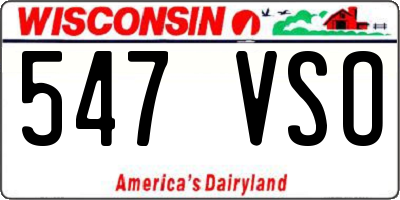 WI license plate 547VSO